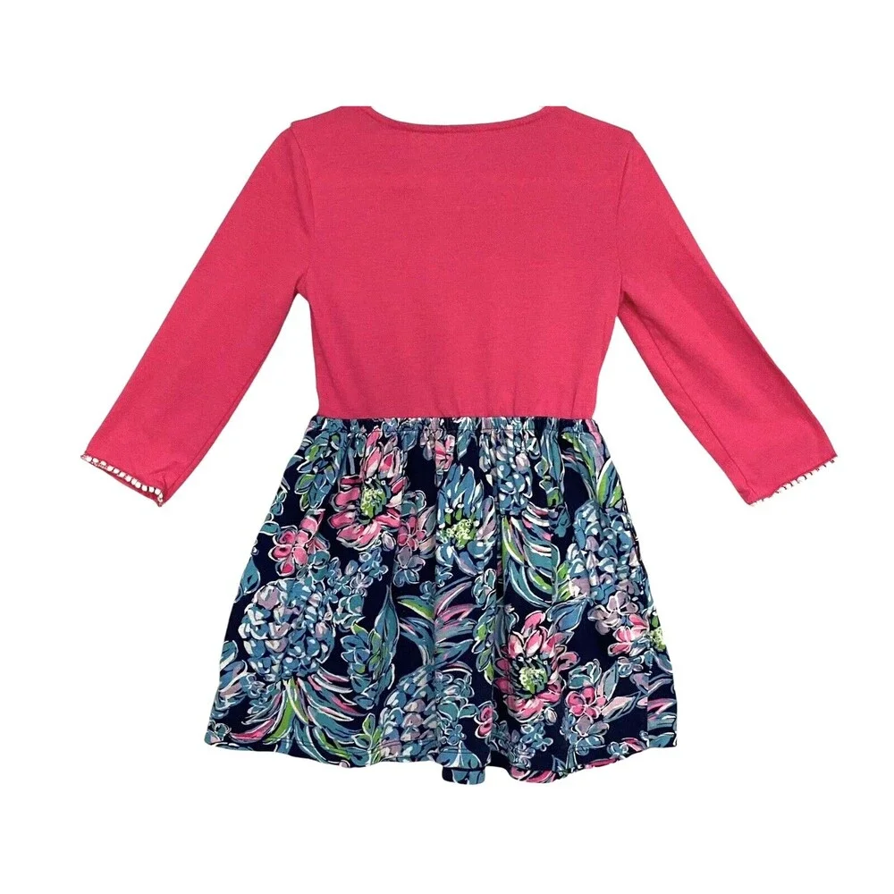 Lilly Pulitzer Girls Giavanna Dress‎ Colorful Floral Long Sleeve Pockets Sz S